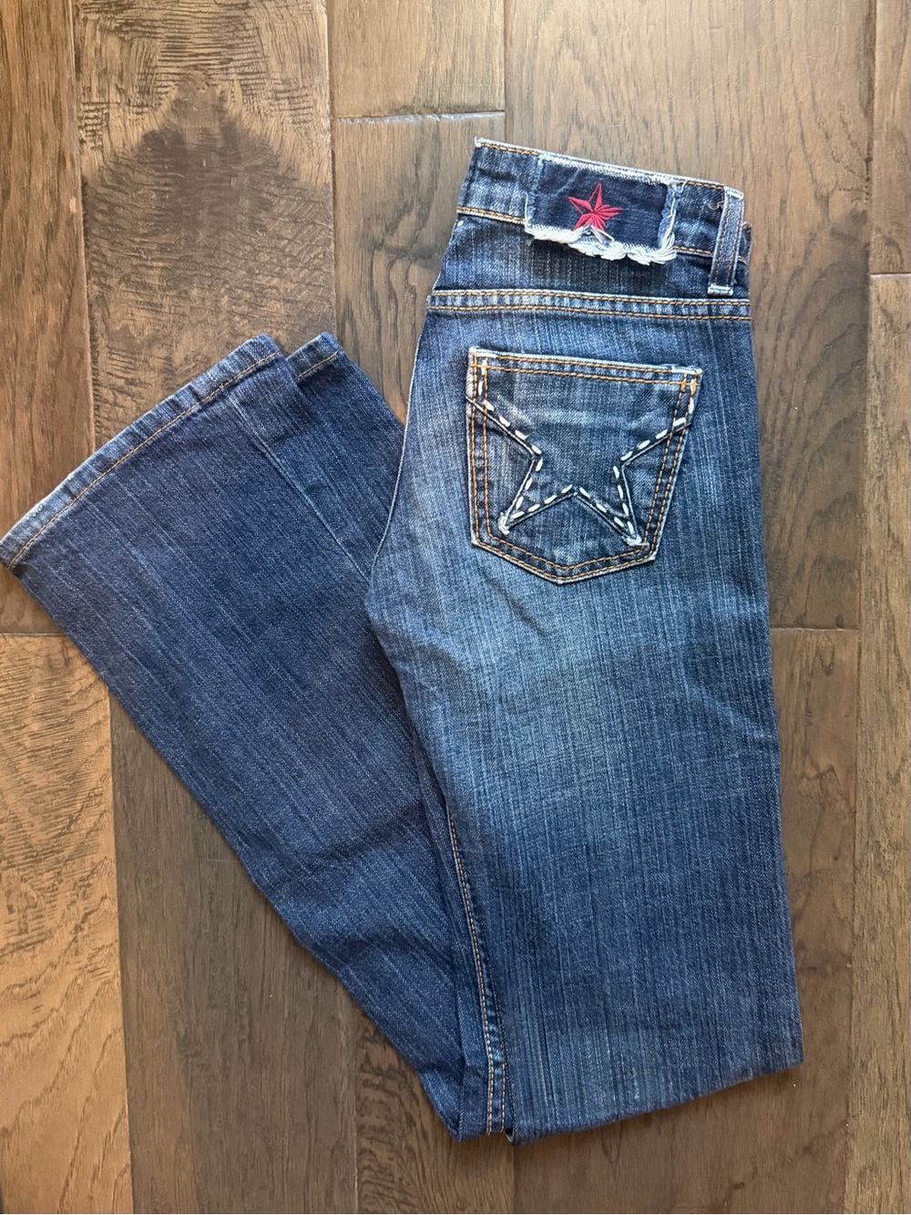 People's Liberation Medium Blue Bootcut Jeans with Star Pocket